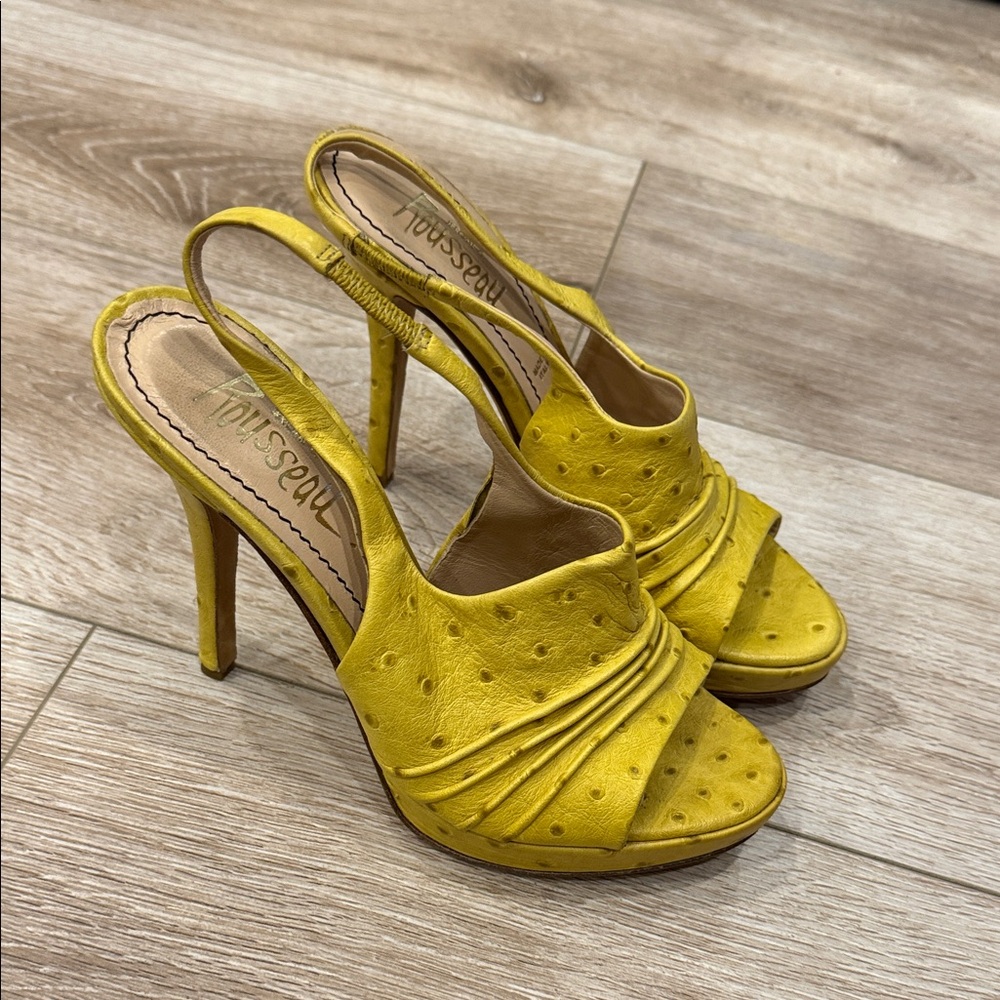 Yellow High Heel Slingback Sandals